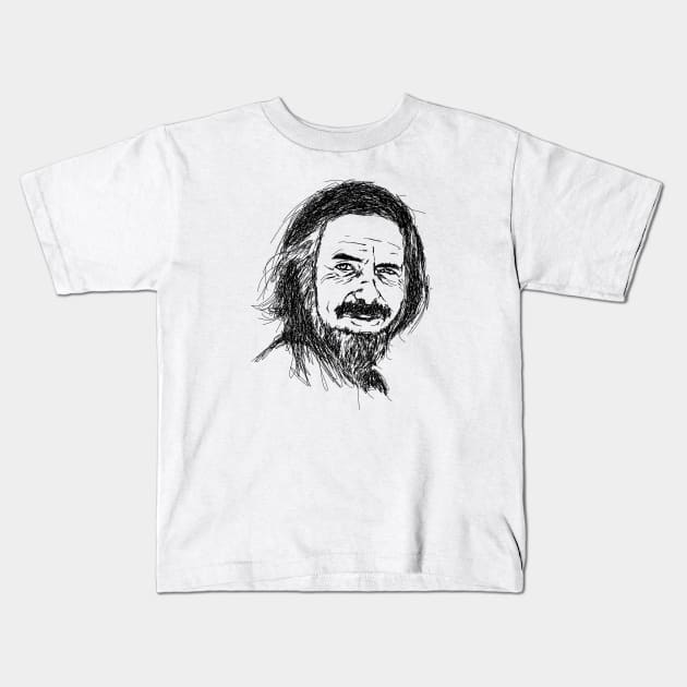 Alan Watts Kids T-Shirt by difrats